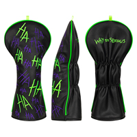 En stock : Housse de tête de club de golf Viking en cuir PU noir et violet brodé pour driver de golf