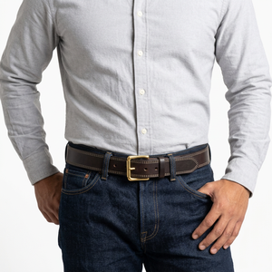 Ceinture en cuir pleine fleur véritable avec logo personnalisé pour homme, ceinture vintage en cuir de vachette tanné végétal, boucle en laiton massif, vente en gros - Product Image 4