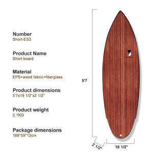 Planche de voyage en résine de fibre de verre EPS à grain de bois, mini planche de surf facile à transporter pour les voyageurs, Short-ES1 Planche de voyage en bois - Product Image 1