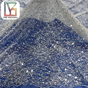 Đám Cưới Sang Trọng Sequins Trắng Vải Tuyn Thêu Ren Pháp Lưới Váy Đính Cườm Ngọc Trai Vải Ren Cô Dâu Vải - Product Image 4