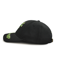 Gorra de Béisbol Bordada con Ramas de Olivo y la Frase 'Hayat Life' en Árabe, Negra, de Algodón, Ajustable, Unisex, Estilo Dad Hat