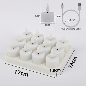 Flameless sạc <span class=keywords><strong>LED</strong></span> tealight nến với từ tính sạc cơ sở điều khiển từ xa 3D Wick nến điện tử cho Bảng trang trí nội thất - Product Image 2