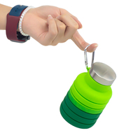 Grande bouteille d'eau pliable en silicone souple, 16 oz, réutilisable, sans Bpa, étanche, pour gymnastique, yoga, sports de plein air, voyage