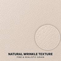 Cuir synthétique PVC crème ivoire avec support non tissé, imperméable, gaufré, simili cuir pour l'ameublement intérieur de voiture