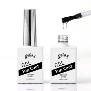 Gelsky, nuevo producto personalizado, proveedor de uñas, capa superior UV, capa superior súper brillante, capa superior de goma