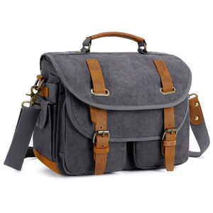 Sac à bandoulière en toile et cuir de vache pour appareil photo, sacoche pour accessoires de photographie, étuis d'appareil photo - Product Image 1