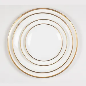 Cheap ceramic charger plate with gold rim from shanxi porcelain for wedding events