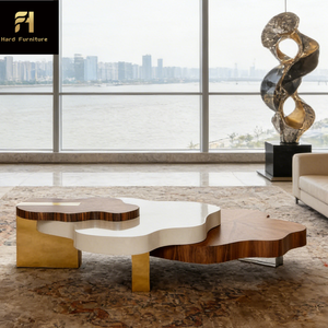 Custom Made Creative Design Italian Tea <strong>Table</strong> Walnut Veneer Lotus Leaf-Shaped Coffee <strong>Table</strong> for Modern Simple Living Room - Product Image 2