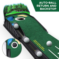 Tapis de putting de golf en forme de rein, 3 trous, portable, intérieur/extérieur, écologique, bicolore, vert réaliste, base antidérapante, entraînement