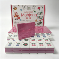 Jeu de Mahjong américain rose pailleté, 166 tuiles, kit complet de Mahjong avec valise en PU, cadeau de vacances, jeu de société Mahjong