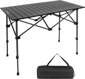 Table de camping réglable en hauteur Byliable, table portable en acier carbone enroulable avec <span class=keywords><strong>sac</strong></span> de transport pour le camping, le pique-nique, le barbecue et la terrasse - Product Image 1