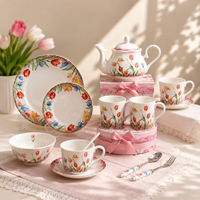 Produits tendance : Tasses à café en céramique, tasses à thé en forme de tulipe, ensemble tasse à café en céramique avec soucoupe, tasses de Noël