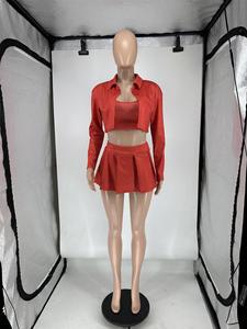 2024 Phụ Nữ Quần Áo Rắn Vest 3 Mảnh Thiết Lập Trang Phục Giản Dị Thời Trang Áo Sơ Mi Ba Mảnh Váy Đặt Mùa Xuân Phụ Nữ Quần Áo - Product Image 2