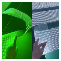Rideau d'affichage super mince en couleur, panneau led flexible transparent P7.5 P10 P15 courbe écran de film LED