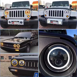 7 pouces phare Led pour wrangler jeep lumières <span class=keywords><strong>Angle</strong></span> oeil conduite lumière DRL H4 phare rond pour harley moto lampe tout-terrain - Product Image 6