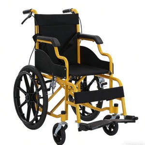 Silla de ruedas plegable ligera para niños, cochecito de viaje portátil de metal negro para niños - Product Image 1