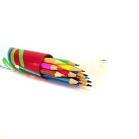 Lot de 12 taille-crayons Mac Bucket, 12 crayons de couleur, crayons de couleur promotionnels, pinceaux promotionnels en bois de haute qualité