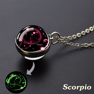 Collana Zodiacale Luminosa, Gioielli con 12 Costellazioni, Ciondolo con Sfera di Vetro, Regalo Popolare per Donne e Ragazze - Product Image 5
