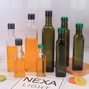 Bouteilles en verre cylindriques vides vert foncé de 100-1000 ml avec bouchon en aluminium pour huile d'olive, tequila, biscuits, emballage inclus - Product Image 5