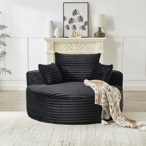 Corduroy Foam Single Swivel Chair, Fluffy Modern <b>Sleeper</b>, 360 Degree Swivel Chair for Living Room - Product Image 3