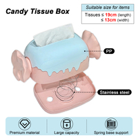 Nouvelle arrivée boîte à mouchoirs en plastique durable en forme de bonbon coloré pour bureau, salon, cuisine et salle de bain