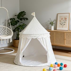 Tente pour enfants de style coréen, blanche, simple, de couleur unie, type yourte mongole, pliable, pour divertissement en intérieur, espace secret, tente spacieuse pour bébé - Product Image 1
