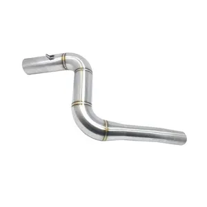 Universal Connection With Bend Fit Silencer Stainless Steel Slip On Mid Exhaust Pipe Front Middle Muffler Motorcycle Bend Pipe