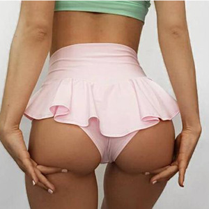 Shorts de sport sexy pour femmes, jupe-short de <span class=keywords><strong>tennis</strong></span> à volants, short de gym pour filles, jupe-short de danse, jupe-short de couleur unie, short anti-transparence - Product Image 1