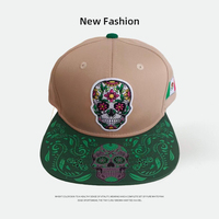 Gorra Snapback Personalizada de 6 Paneles con Corona Estructurada, Bordado Frontal y Estampado Maya, Visera Plana, Gorras Bordadas, Venta al por Mayor