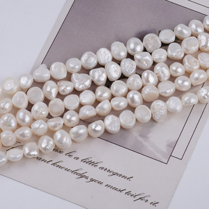 Chaînes de perles naturelles baroques blanches de 9-10 mm, trou latéral, perles authentiques, prix promotionnel de gros - Product Image 1