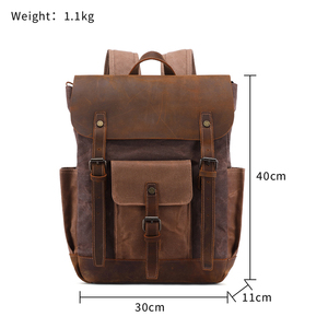 Mochila de Lona Encerada Vintage Personalizada con Logotipo, para Camping, Senderismo, Viajes, Deportes Casuales, para <span class=keywords><strong>Hombre</strong></span> - Product Image 3