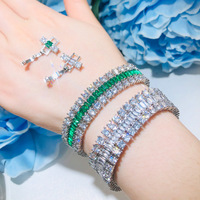 Pulsera de zirconia cúbica de 3 capas para mujer, brazalete de lujo, de alta calidad, con relleno de oro
