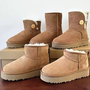 Botas Vaqueras de Piel de Oveja para Invierno, Antideslizantes, Suaves, Originales Uggs, Botas de Campo para <span class=keywords><strong>Mujer</strong></span> - Product Image 1