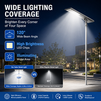 Lampadaire solaire LED DC IP66 certifié CCC CE RoHS, batterie Lifepo4, aluminium, garantie 5 ans, 50W, angle de faisceau 120°