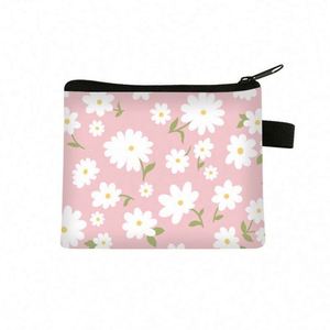 Custom Print Cute Student Girls Coin Purse Polyester Change <b>Storage</b> Bag Flowers Printing Coin Bag - Product Image 6