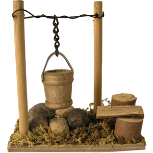 Accessoires de crèche, feu de camp avec seau de 7 cm de hauteur, décorations de Noël (9006935008432) - Product Image 1