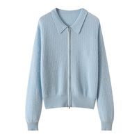 Maßgeschneiderter Reißverschluss-Kaschmir-Cardigan für Damen, Locker Geschnitten, Neuer Umlegekragen, Eleganter Lässiger Slim-Fit Winter-Formalpullover