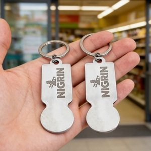 <span class=keywords><strong>Chariot</strong></span> à provisions en acier inoxydable personnalisé Chips Supermarket Coin Token Keychain Germany Trolley Coin Chip - Product Image 1