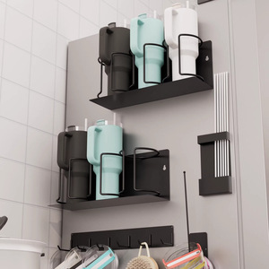 Portavasos Magnético para Refrigerador, Paquete de 3 Vasos, Color Negro, Soporte de Pared para Cocina, Organizador de Bebidas Aislado - Product Image 3