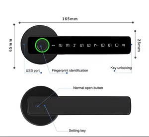Wholesale Tuya for Bluetooth Wi-Fi Smart Lock Zinc Alloy &amp; Aluminum Fingerprint RFID Digital <strong>Matte</strong> <strong>Black</strong> <strong>Door</strong> Lock Handle Lever - Product Image 6