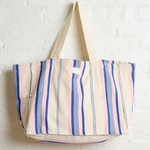 Borsa Tote in Tela di Cotone a Righe Personalizzata da Donna con Apertura Superiore Design Estivo Portatile Può Contenere Tutto - Product Image 2