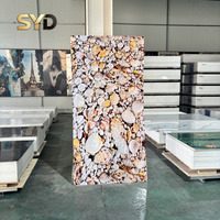 Panneau mural intérieur de luxe imperméable pour hôtel et villa, feuille de PVC effet marbre UV, panneau décoratif brillant pour TV, cuisine et usage domestique