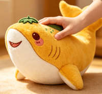 Boneka Paus Kuning Kustom, Mainan Hewan Laut Lembut Isi Kapas PP, Desain Bordir untuk Menghilangkan Stres, Suvenir Promosi