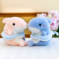 Peluche Kawaii d'été sur le thème des animaux marins avec bouée de natation requin, mini dauphin, phoque, jouet doux, coffret cadeau d'été