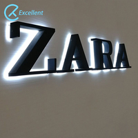 Letrero personalizado con letras retroiluminadas de acero, letrero con letras iluminadas con halo de acero, letrero de iluminación de aluminio con logotipo Led 3D para tienda