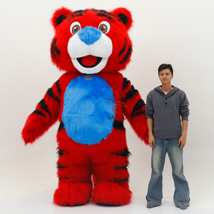 <span class=keywords><strong>Alquiler</strong></span> de Disfraz de Tigre de Peluche Inflable Rojo de Tamaño Real para Adultos Unisex, para Pascua/Halloween - Product Image 1