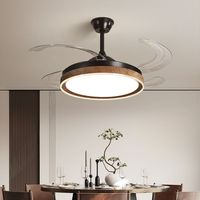Ventilateur de plafond LED décoratif moderne de 42 pouces avec éclairage, pales rétractables, haut plafonnier, télécommande, haut-parleur Bluetooth et moteur (Chine)