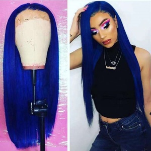 Glueless Diritta <span class=keywords><strong>Lunga</strong></span> <span class=keywords><strong>Blu</strong></span> di Colore Grezzo Brasiliano Dei Capelli Umani <span class=keywords><strong>Parrucca</strong></span> Anteriore Del Merletto Con I Capelli Del Bambino - Product Image 2