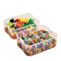 Boîte de rangement en plastique transparent avec compartiments pour blocs Lego, petites pièces, rangement de jouets