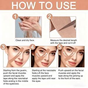 Nastro Personalizzato per <span class=keywords><strong>Lifting</strong></span> Facciale, Effetto Istantaneo per Linea del Viso a V |   Rassodante per la Pelle Non Chirurgico |   Nastro Elastico in Cotone Traspirante Senza Lattice - Product Image 3